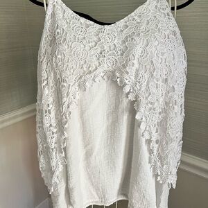 White Lace Overlay Tank, Doe and Rae
